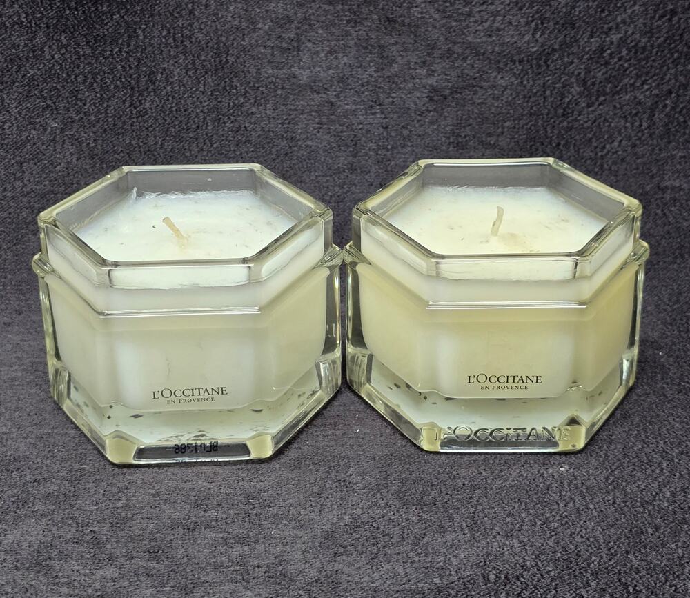 L'Occitane En Provence Scented Candle 3.5 oz Glass Jar Set of 2